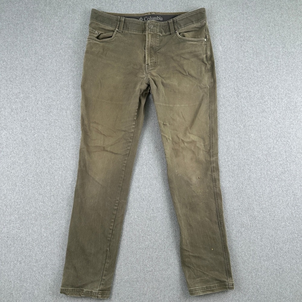 Columbia Pants Mens 36x34 Green Slim Fit Outdoor Casual Cotton Blend AJ0014